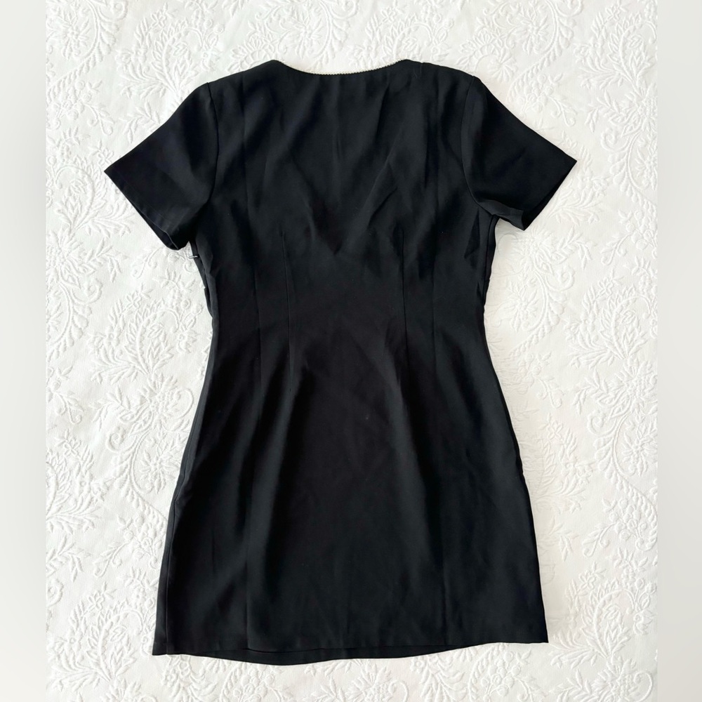 NWOT Lulus Charming Sparkle Black Rhinestone Bow Short Sleeve Mini Dress Small - Picture 5 of 8